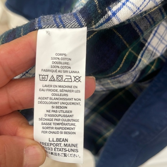 VINTAGE LL Bean Jacket Mens XL Tall Blue Canvas Chore Field Coat Plaid Lined - Picture 5 of 13